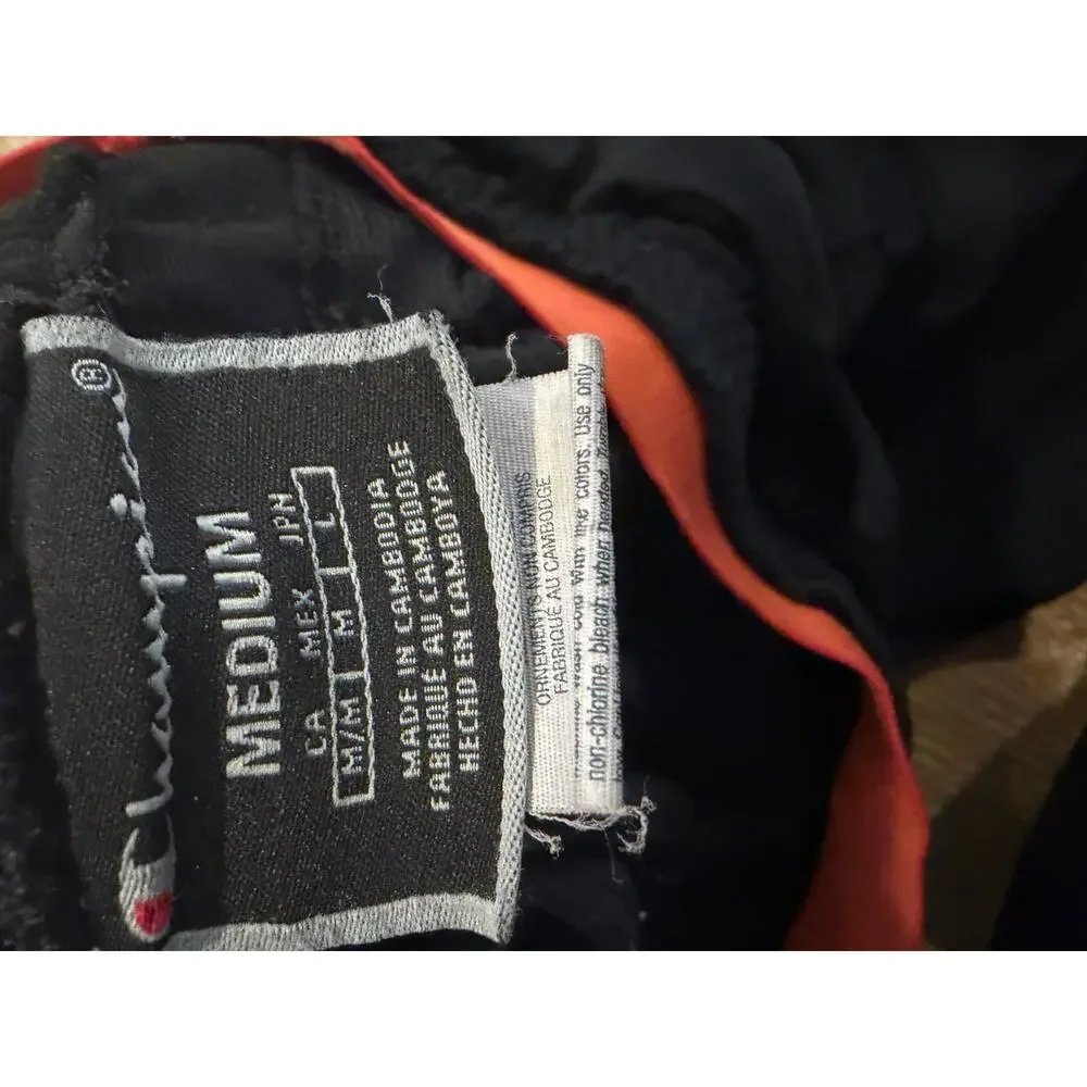 Champions Men's Workout‎ Gym Sports Pants Size Medium Black/Red Sides Zip Bottom